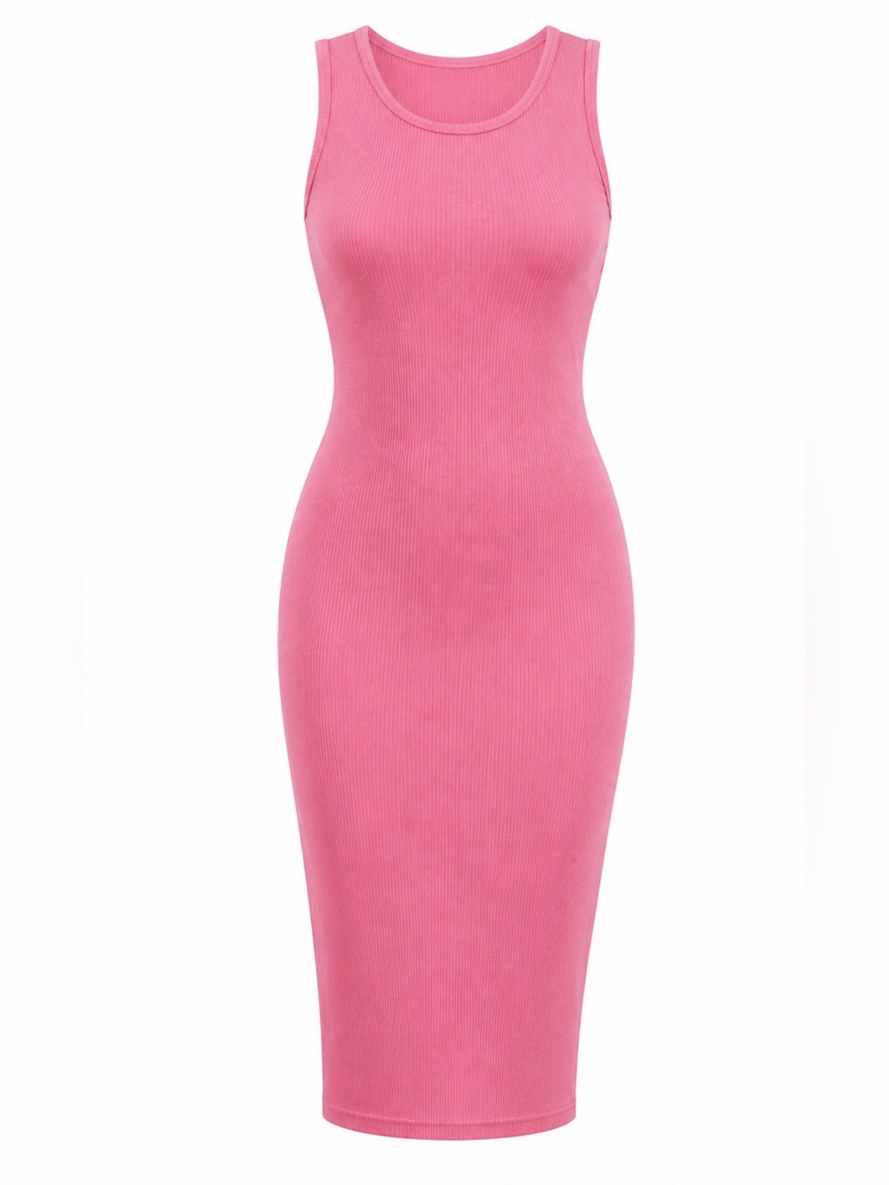 **NWT* Pink, Ribbed Tank Sleeveless Dress in Bubble Gum - size Medium
